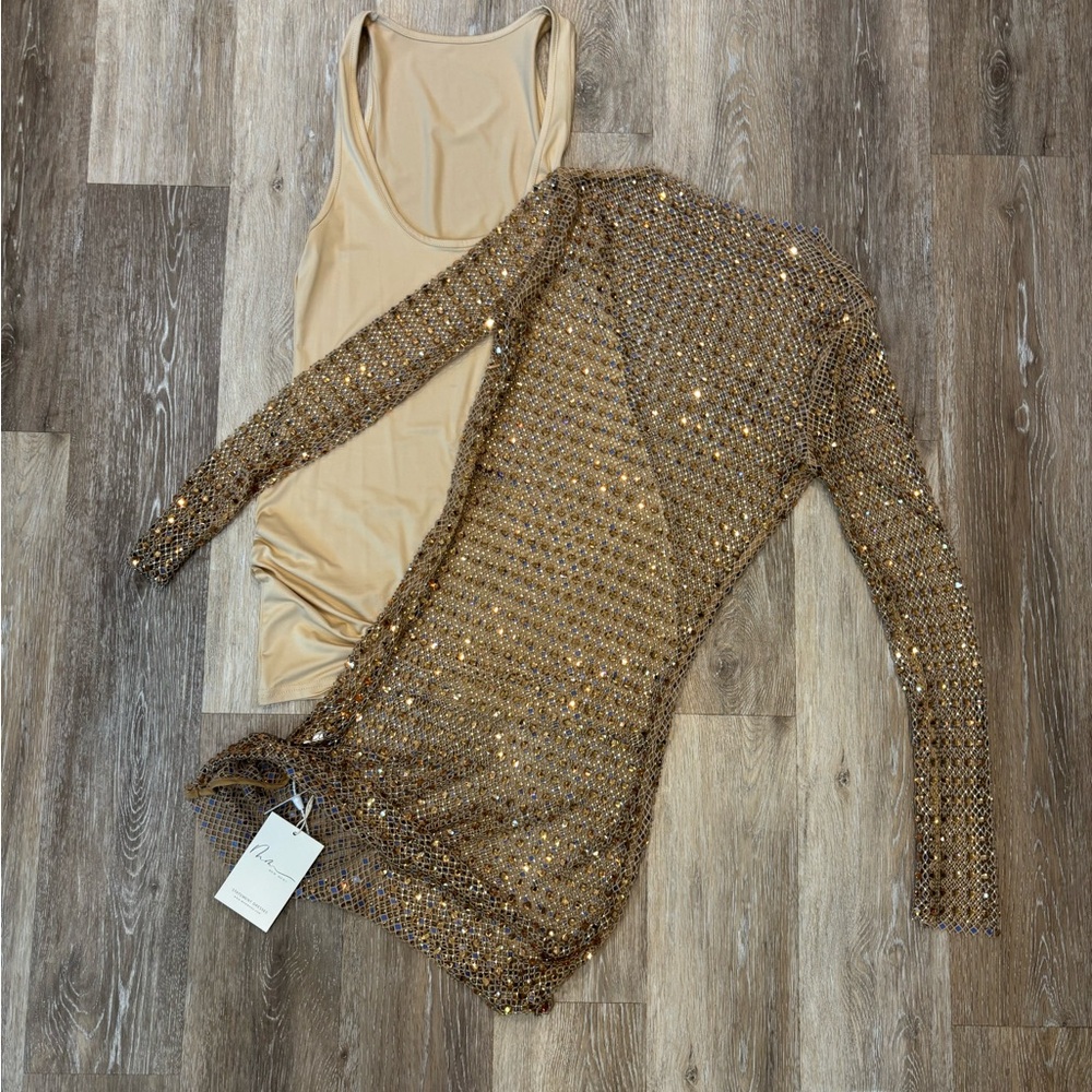 Brand New! Mew Mew Rhinestone Mesh Dress Size Medium - Picture 9 of 16